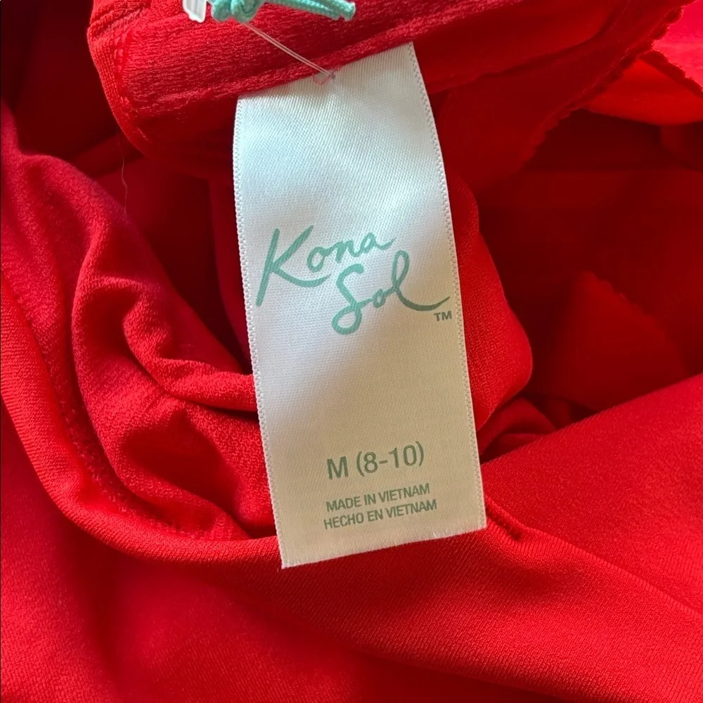 Brand New Kona Sol Red One Shoulder One Piece Tummy Control Swimsuit Bodysuit
